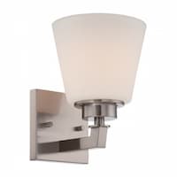 Mobili Vanity Light Fixture, Brushed Nickel, Satin White Glass