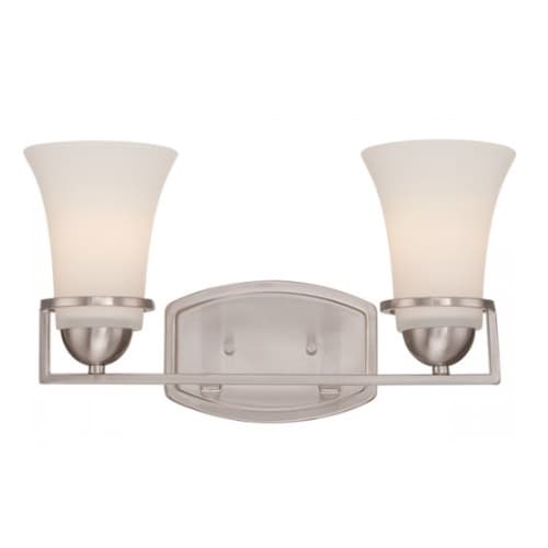 Nuvo Neval 2-Light Vanity Light Fixture, Brushed Nickel, Satin White Glass