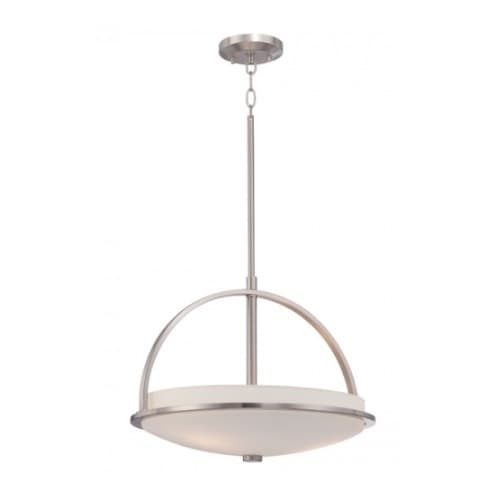 Nuvo Neval Pendant Light Fixture, Brushed Nickel, Satin White Glass