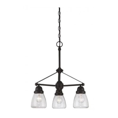 Nuvo Laurel 3-Light Chandelier Light Fixture, Sudbury Bronze, Clear Seeded Glass