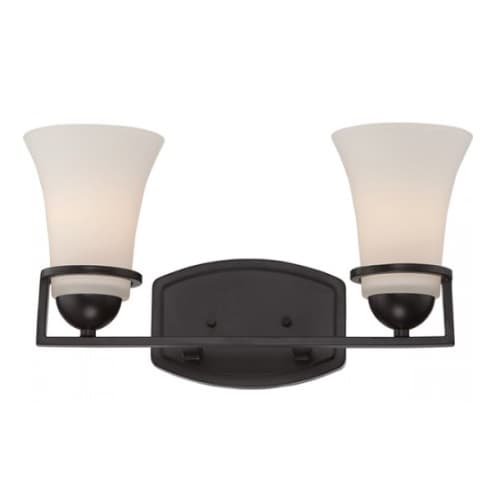 Nuvo Neval 2-Light Vanity Light Fixture, Sudbury Bronze, Satin White Glass