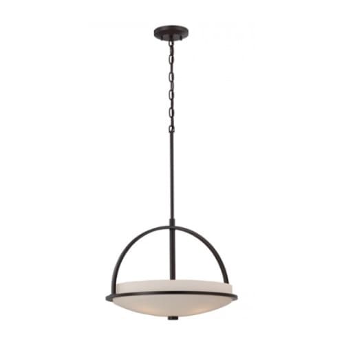 Nuvo Neval Pendant Light Fixture, Sudbury Bronze, Satin White Glass