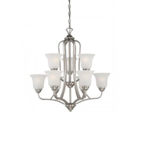 Nuvo 60W Elizabeth Chandelier Light, 2-Tier, 9-Light, Brushed Nickel