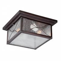 Vega 2-Light Outdoor Flush Mount Fixture, Classic Bronze, Clear Seed Glass