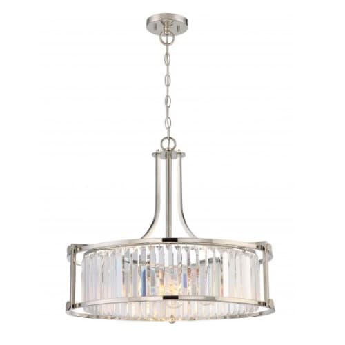 Nuvo Krys 4-Light Crystal Pendant Light Fixture, Polished Nickel