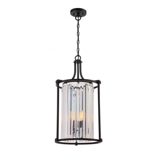 Nuvo Krys 4-Light Crystal Foyer Pendant Light Fixture, Aged Bronze