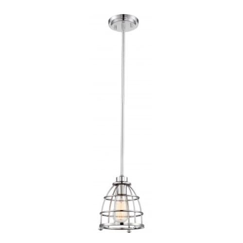 Nuvo Maxx Small Caged Pendant Light Fixture, Polished Nickel