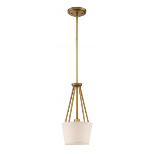 Nuvo Seneca Mini Pendant Light Fixture, Natural Brass, Almong Mesh Fabric