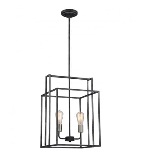 Nuvo 120W Lake 14" Square Pendant Light, Iron Black