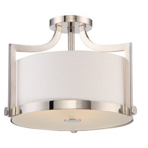 Nuvo Meadow LED Semi Flush Light Fixture, Polished Nickel Finish