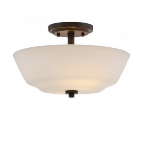 Nuvo 60W Willow Semi-Flush Light, 2-Light, Forest Bronze