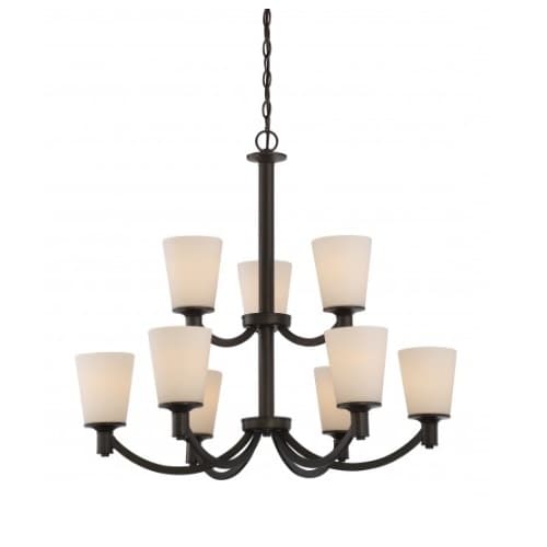 Nuvo Laguna 2-Tier Chandelier Light, Forest Bronze, White Glass