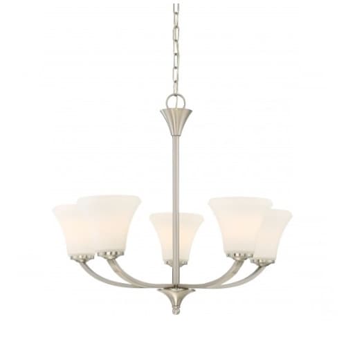 Nuvo Fawn Chandelier Light Fixture, Brushed Nickel Finish, 5 Lights