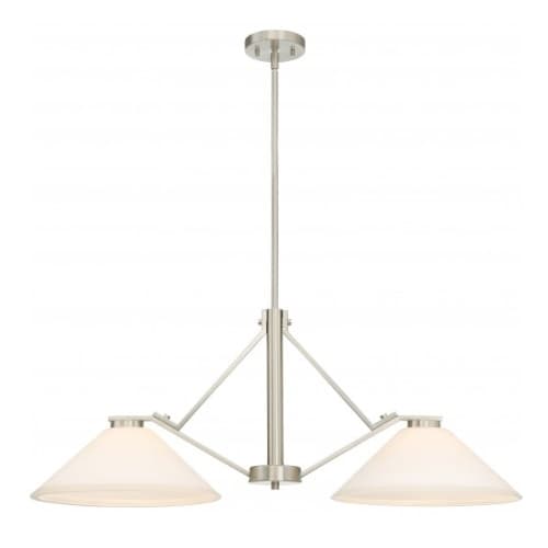 Nuvo Nome 2-Light Island Pendant Light Fixture, Brushed Nickel, Frosted Glass