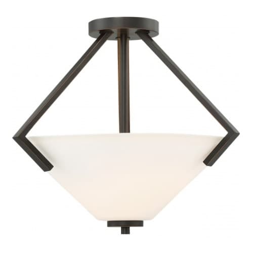 Nuvo Nome 2-Light Semi-Flush Light fixture, Mahogany Bronze, Frosted Glass