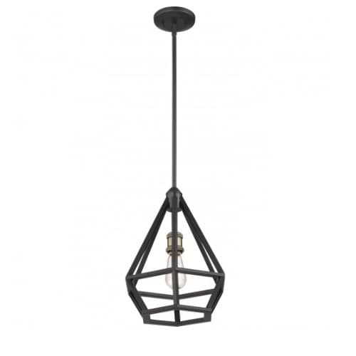 Nuvo Orin Pendant Light Fixture, Aged Bronze, Brass Accents Finish