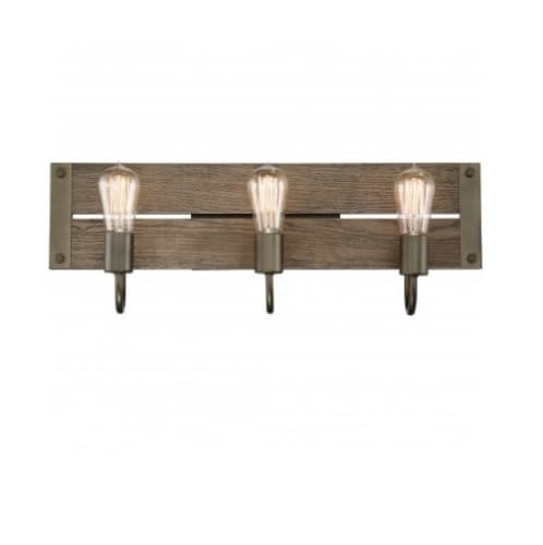 Nuvo 60W Winchester Vanity Light, Aged Wood, 3-Light, Bronze