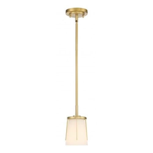 Nuvo Serene Mini Pendant Light Fixture, Natural Brass, Satin White Glass