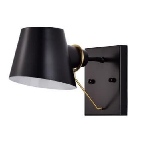 Nuvo 60W Baxter Vanity Light, 1 Light, Black w/Burnished Brass, 110V