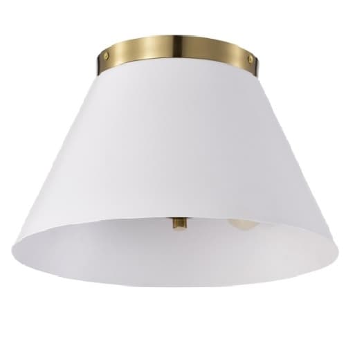 Nuvo 60W Dover Flush Mount, 3-Light, 110V, White/Vintage Brass, Small