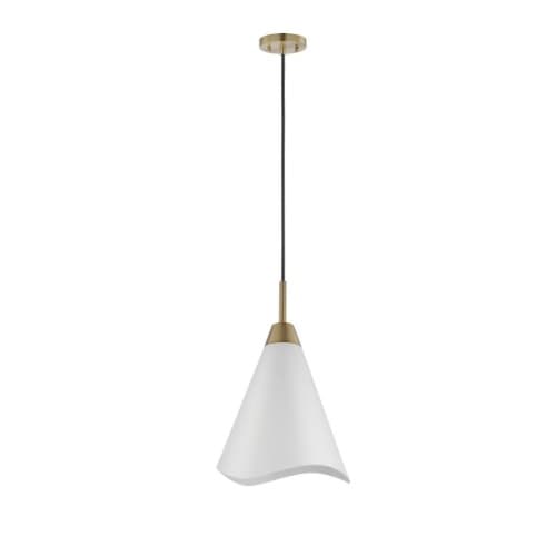 Nuvo 60W Tango Pendant, 1 Light, 120V, White/Burnished Brass, Medium