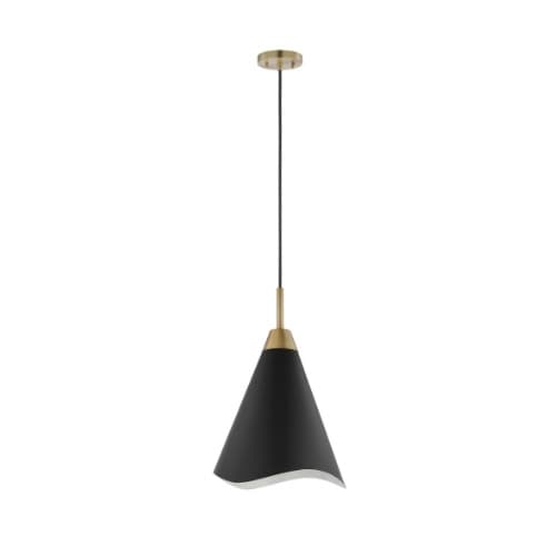 Nuvo 60W Tango Pendant, 1 Light, 120V, Black/Burnished Brass, Large