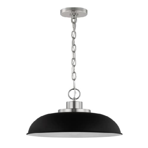 Nuvo 100W Colony Pendant, 1 Light, 120V, Black/Polished Nickel, Small