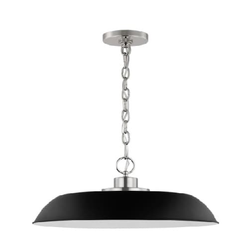 Nuvo 100W Colony Pendant, 1 Light, 120V, Black/Polished Nickel, Medium