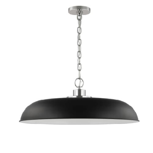 Nuvo 100W Colony Pendant, 1 Light, 120V, Black/Polished Nickel, Large