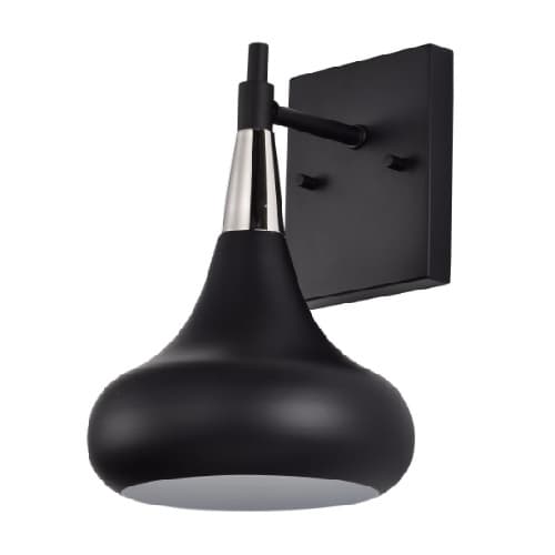 Nuvo 60W Phoenix Wall Sconce, 1-Light, 120V, Matte Black/Polished Nickel