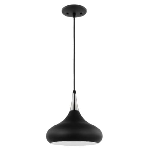 Nuvo 60W Phoenix Pendant, Small, 120V, Black/Polished Nickel