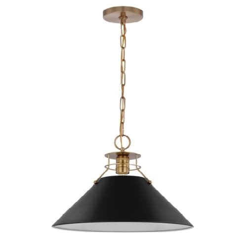 Nuvo 60W Phoenix Pendant, Large, 120V, Black/Burnished Brass