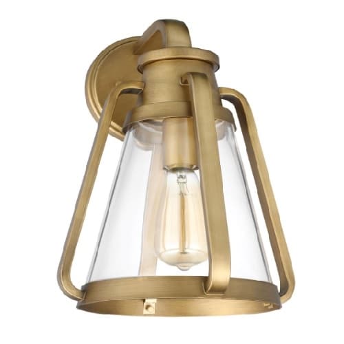 Nuvo 60W Everett Wall Sconce, 1-Light, Large, 120V,Natural Brass/Clear Glass