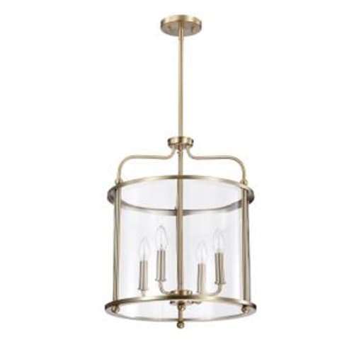 Nuvo Yorktown Pendant Fixture w/o Bulbs, 4-Light, 120V, Burnished Brass