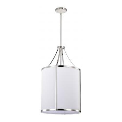 Nuvo Easton Pendant Fixture w/o Bulbs, 3-Light, Polished Nickel/White