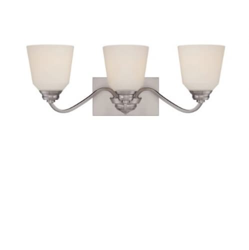 Nuvo 30W Calvin Vanity Light Fixture, Satin White, 3-Light, Brushed Nickel