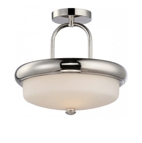 Nuvo 18W Dylan Semi-Flush Light, Etched Opal, Polished Nickel