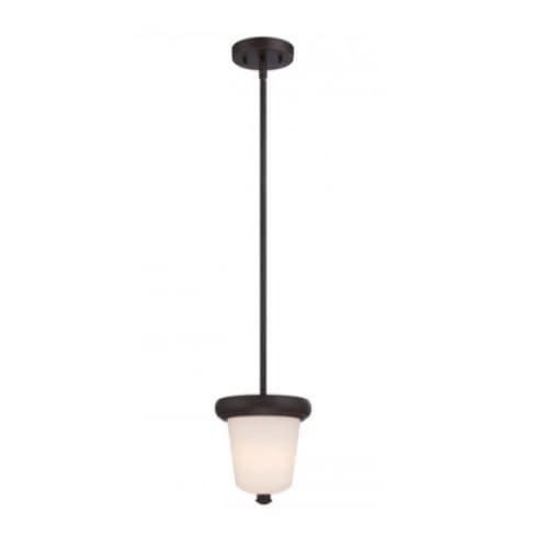 Nuvo 9.8W Dylan Mini Pendant Light, Etched Opal, Mahogany Bronze