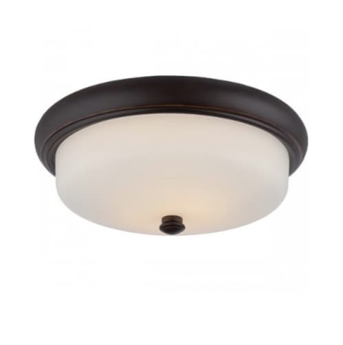 Nuvo 19.6W Dylan Flush Mount, Etched Opal, Mahogany Bronze