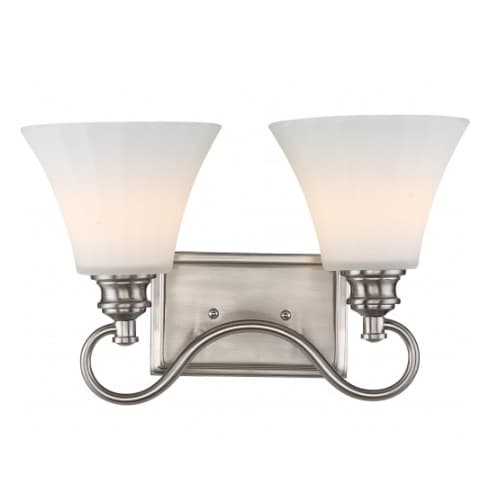 Nuvo 2-Light LED Tess Vanity Fixture, Brushed Nickel, Frosted Fluted Glass