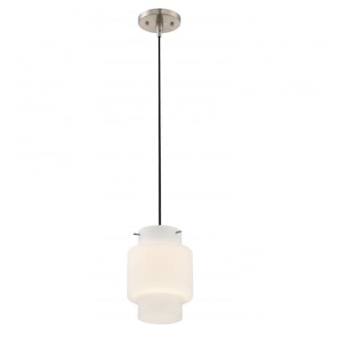 Nuvo 12W, Del LED Mini Pendant Lights, White Opal Glass, Brushed Nickel Finish