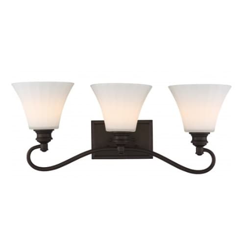 Nuvo 3-Light LED Tess Vanity Fixture, Forest Bronze, Frosted Fluted Glass