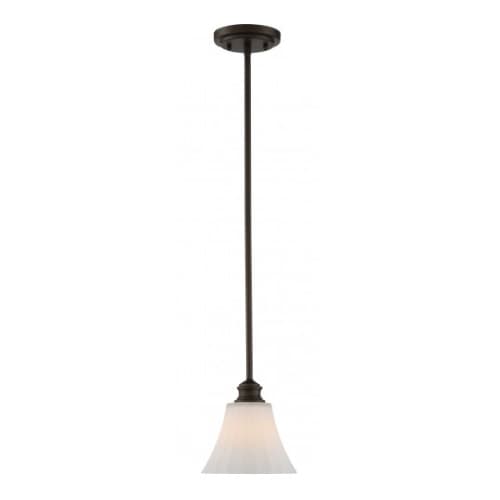 Nuvo LED Tess Mini Pendant Light Fixture, Forest Bronze, Frosted Fluted Glass