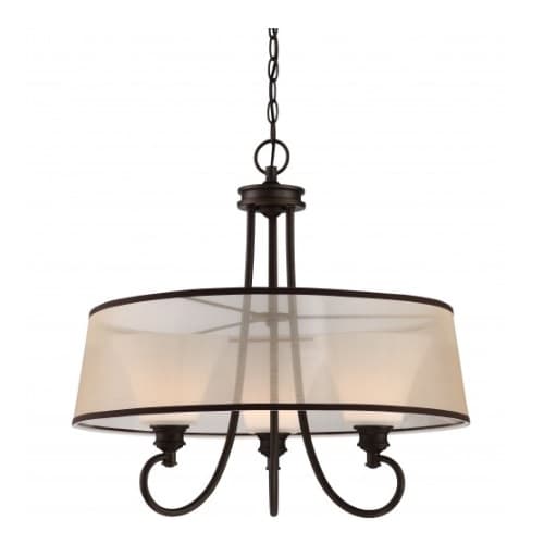 Nuvo LED Tess Pendant Light Fixture, Forest Bronze, Frosted Fluted Glass