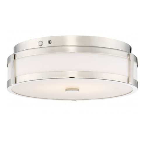 Nuvo LED Flush Mount Emergency EMR Light Fixture, Polished Nickel, White Acrylic