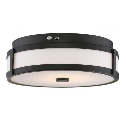 Nuvo LED Flush Mount Emergency EMR Light Fixture, Aged Bronze, White Acrylic