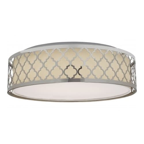 Nuvo LED Flush Mount Filigree Light Fixture, Polished Nickel, White Acrylic