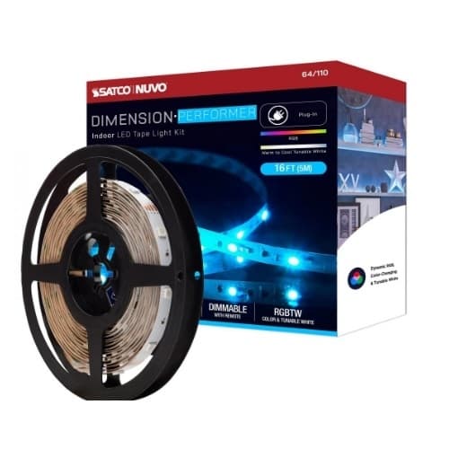 Nuvo 16-ft 14W Dimension Performer Tape Light, 1120 lm, 24V, 2700K, RGB