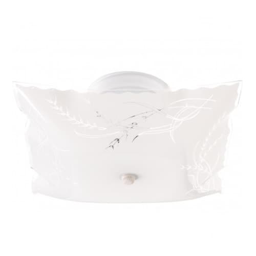 Nuvo 12" LED Semi Flush Light, White Wheat and Ruffled Edge Glass Shade