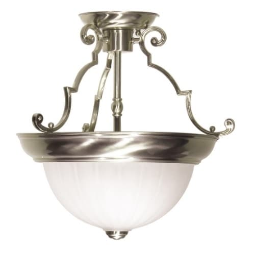 Nuvo 13in Semi-Flush Mount Light, 2-Light, Brushed Nickel